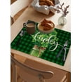 thumbnail image 3 of Green Plaid Placemats Set of 6,Washable Woven Burlap Cloth Fabric Placemat for Square/Rectangle/Round/Oval Dining Table,Easy Clean Place Mats St. Patrick''s Day Buffalo Checkered Plant, 3 of 6