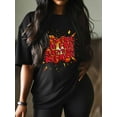 thumbnail image 3 of Women's T-Shirt It's Fine I'm Fine Everythimg Ls Fine Explosion Pop Art Short Sleeve Casual Tee Classic Crew Neck T Shirt for Women Black, M, 3 of 7