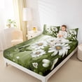 thumbnail image 4 of Homewish Modern Oil Painting Bed Sheets,Kawaii Daisy Butterflies King Sheets,Green White Sheet Set For Girl Teens,Breathable Home Decor,4pcs, 4 of 7