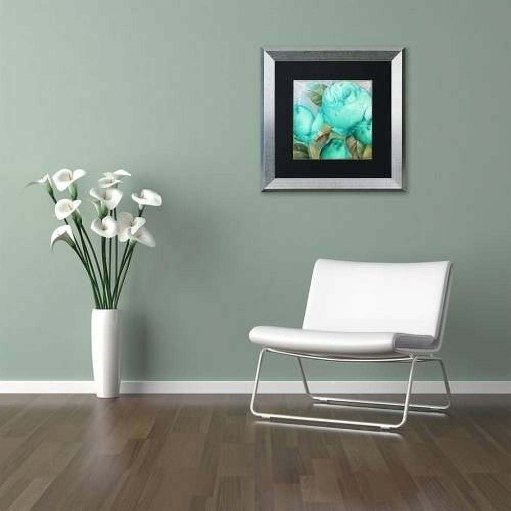 Trademark Fine Art "Aqua Rose II" Canvas Art by Color Bakery Black Matte, Silver Frame