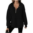 thumbnail image 2 of CQONEPT Women's Hoodies Half Zip Sweatshirts Lounge Solid Color Pullover Fall Fashion Clothes with Pockets Black 2XL, 2 of 6