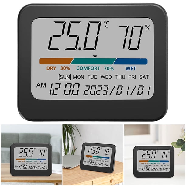 Termómetro Digital Higrómetro Reloj Digital Colorido Multifunción para Uso Doméstico