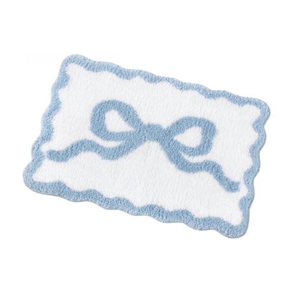 Dvumao Home Decor, Bow Bath Mat Bathroom Rug Cute Scalloped Rugs Non Slide Floor Carpet Microfiber Bathmat Soft Super Absorbent 18x25 Inch