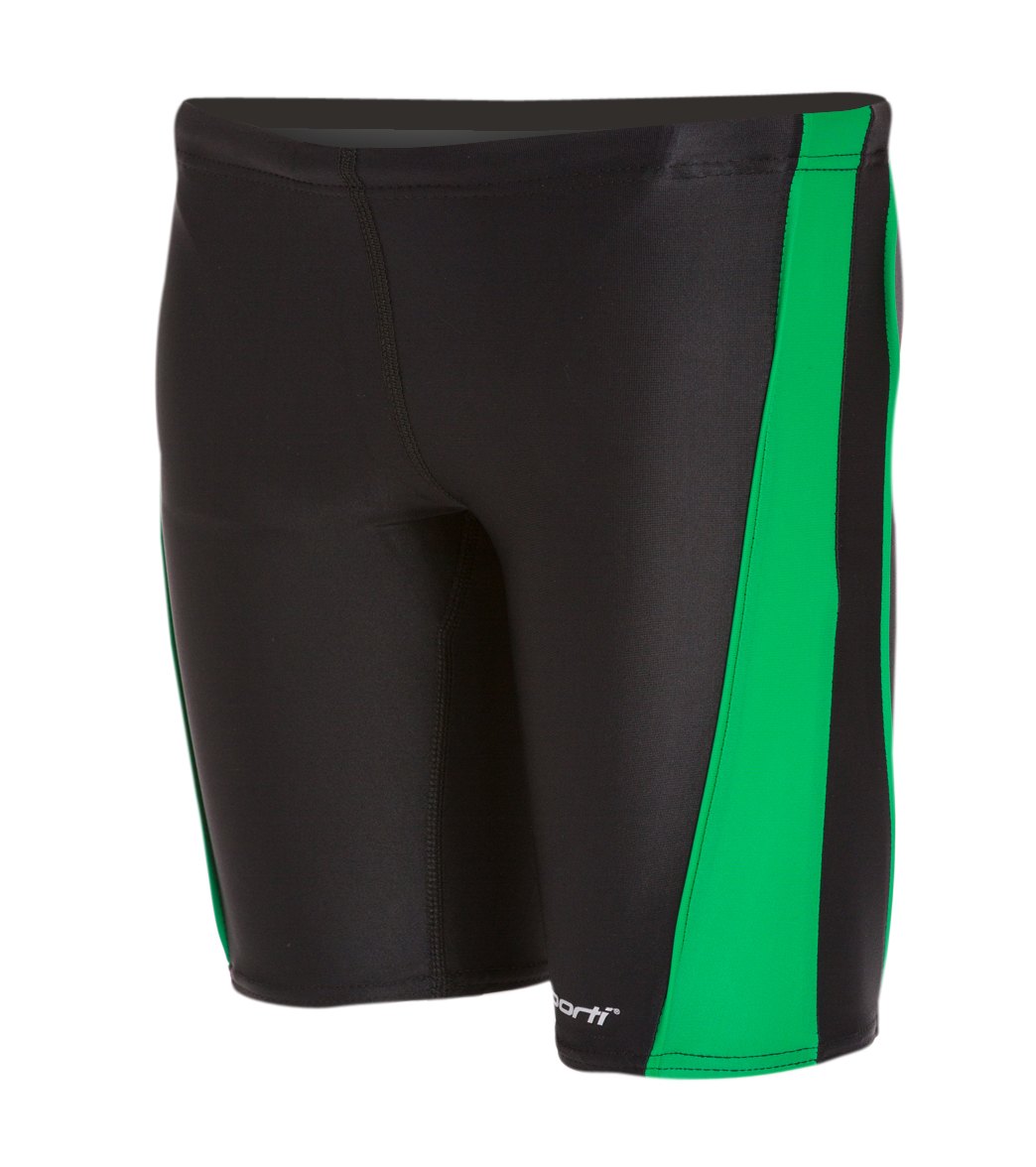 Sporti Sporti Piped Splice Swim Jammer Swimsuit Youth 2228 (22Y, Black/Green)