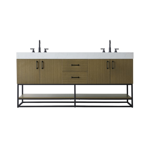 Elegant Lighting VF29272DMCB Caroline 72" Free Standing Double Basin Vanity Set - Brown