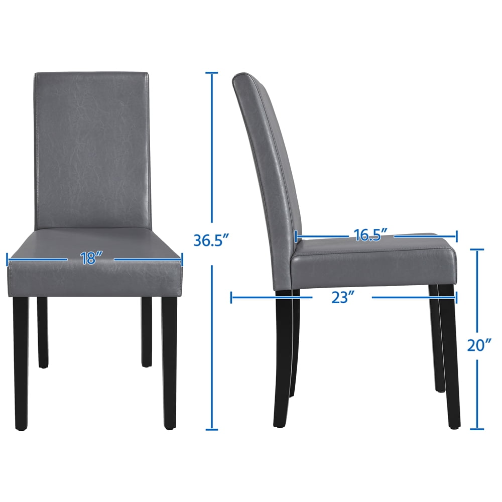 Alden Design Padded Parson Dining Chairs with Solid Wood Legs, Set of 4, Gray