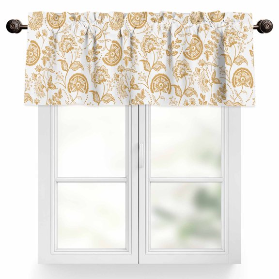 Ginger Pastoral Flowers Valances for Windows, 42 x 12in, Farmhouse Pattern Rod Pocket Kitchen Valance Curtain Light Filtering Window Treatments for Living Room Bedroom, 1 Panel