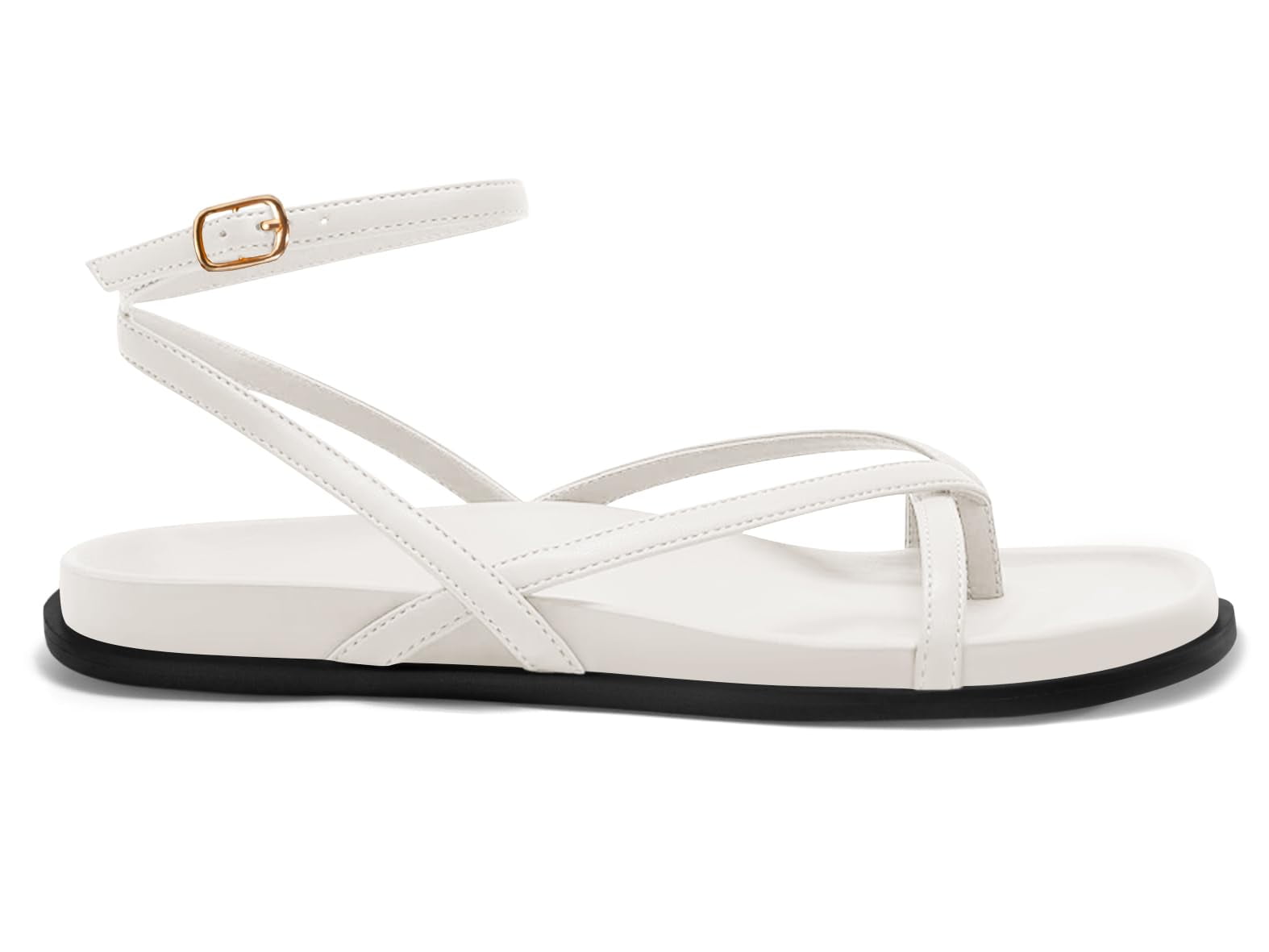 Sandalias Coutgo con tiras planas y cómodas chanclas blancas para