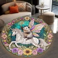 thumbnail image 4 of Round Rug, Fairy Godpossum Riding Soft Washable Carpet, Non-Slip Floor Mat for Living Room Bedroom Home Decor 71 Inch, 4 of 6