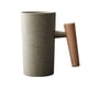 thumbnail image 3 of Mugs Ceramics Retro Stoneware 201-300ml, Hand Made Coffee Mug Wooden Handle, Family Office Home Use, Ceramic Stoneware Wooden Handle, Kitchen Dining Room Decor, Portable Coffee Mug, For, 3 of 8