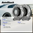 thumbnail image 3 of AutoShack Rear Vented Drilled & Slotted E-Coated Brake Rotors + Ceramic Pads 6-PC Brake Kit Replacement for 2007-2016 GMC Acadia 2009-2017 Chevrolet Traverse ShadowGuard 13.03" (331 mm), 3 of 5