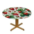 thumbnail image 3 of PIKWEEK Round Fitted Tablecloth Red Strawberries Round Table Cloth with Elastic Edged Summer Fruit Cute Waterproof Wipeable Table Cover, 3 of 7