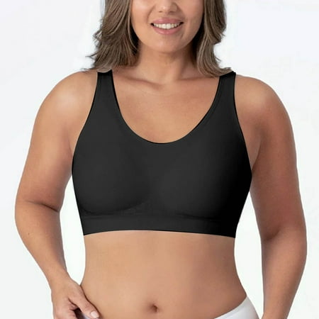 Mrasaso Clearance & Promo Women Underwear 3-Pack Wireless Bra Sexy Sports Lingerie Base Vest Style Push Up BraBlack 3XL