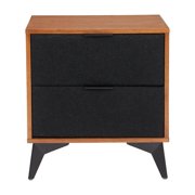 Zarif Nightstand Black & Walnut End Table, Modern Style, Ash Veneer MDF rectangular shape tabletop, MDF, Indoor Bedroom