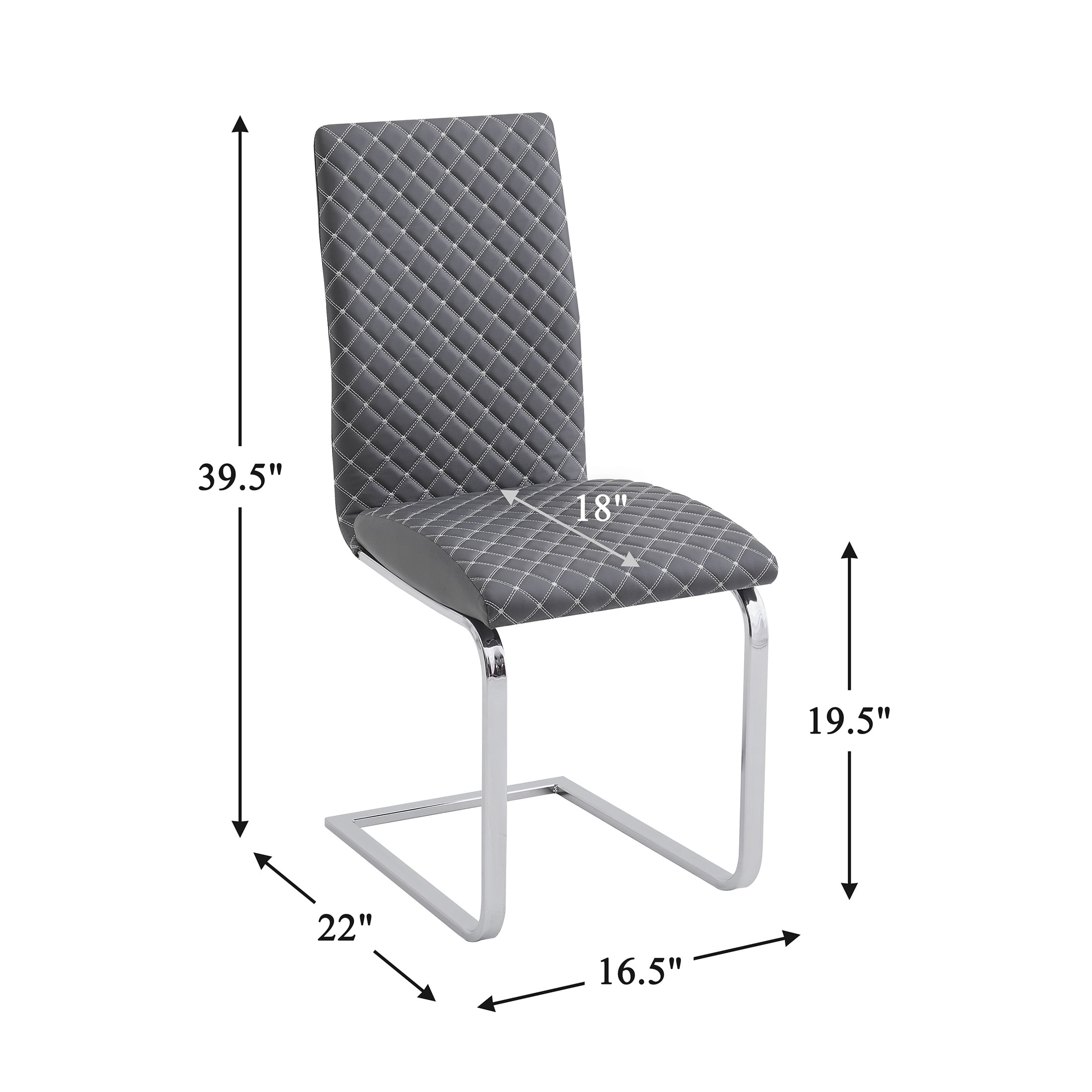 OakvillePark Nivo Modern Faux Leather Dining Chairs, Gray (Set of 2)