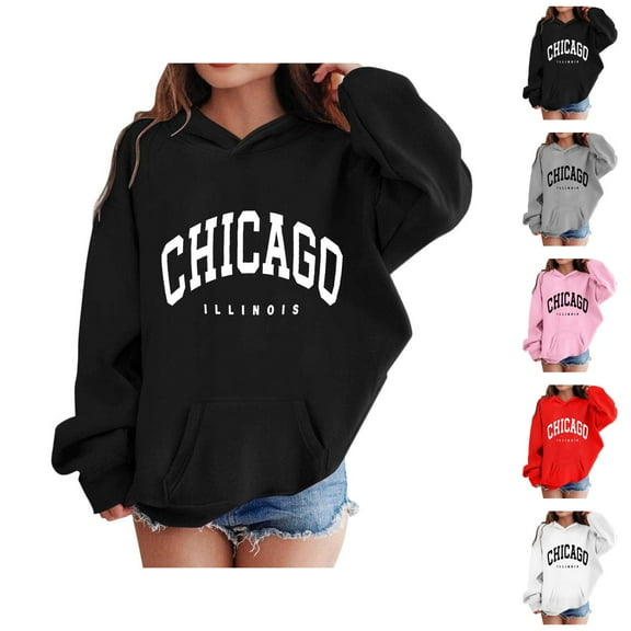 Chicago Hoodies for Kids Boys Girls Long Sleeve Casual Graphic Hooded Sweatshirt with Pockets Pullover Tops