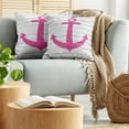 thumbnail image 5 of Ambesonne Nautical Throw Pillow Cover 2 Pack, Rustic Wooden Planks, 18", Pink and Off White, 5 of 7