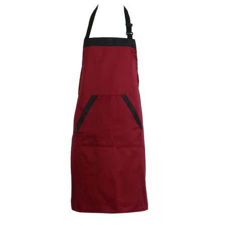 

FTjfrsbc Unisex Halterneck Apron with 2 Pockets Chef Waiter Kitchen Cook Red Tool