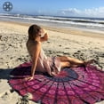 thumbnail image 6 of Luxtrada Mandala Tapestry Hippie Indian Round Mandala Beach Blanket Picnic Table Cover Spread Boho Gypsy Tablecloth Beach Towel Meditation Rug Circle Yoga Mat (Blue), 6 of 9