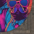 thumbnail image 5 of Retro Synthwave French Bulldogs Cartoon - Animated Summer Design Round Rug, 5 of 5
