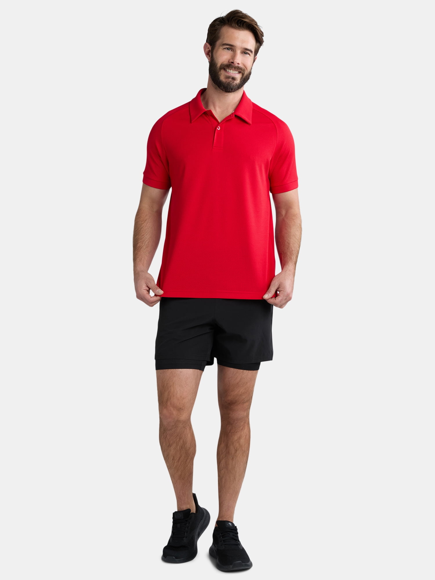 Athletic Works Men's and Big and Tall Men's Active Mesh Polo Shirt, Size XS-5XL
