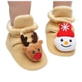 thumbnail image 3 of Otqutp Christmas Toddler Kids Baby Girls Boy Plush First Walk Slip-On Winter Keep Warm Shoes Soft Bottom Warm Socks Children Crib Shoes(Khaki,0-3Months), 3 of 6