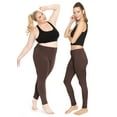 thumbnail image 2 of Stretch Is Comfort Women's Cotton Full Length Leggings Brown 2X, 2 of 6