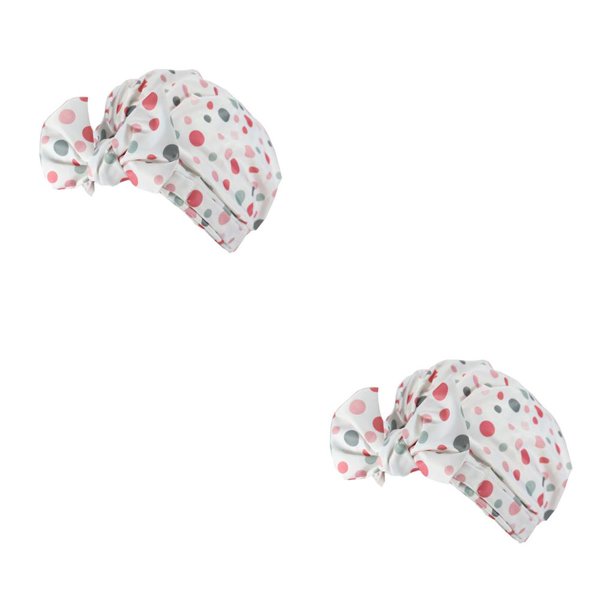 Billuyoard Gorros de ducha Estampado de flores Impermeable Elástico Ajustable Colorido Sombrero Mujeres Niñas Accesorios de baño Rosa punto punto gris rosa 2Conjunto