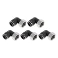 thumbnail image 1 of Conectores de rosca hembra de 90 grados de 1/2" para accesorios de aire Unique Bargains, plástico y metal, 1/2" BSPT, 5 piezas, tono negro y plateado, 1 of 1