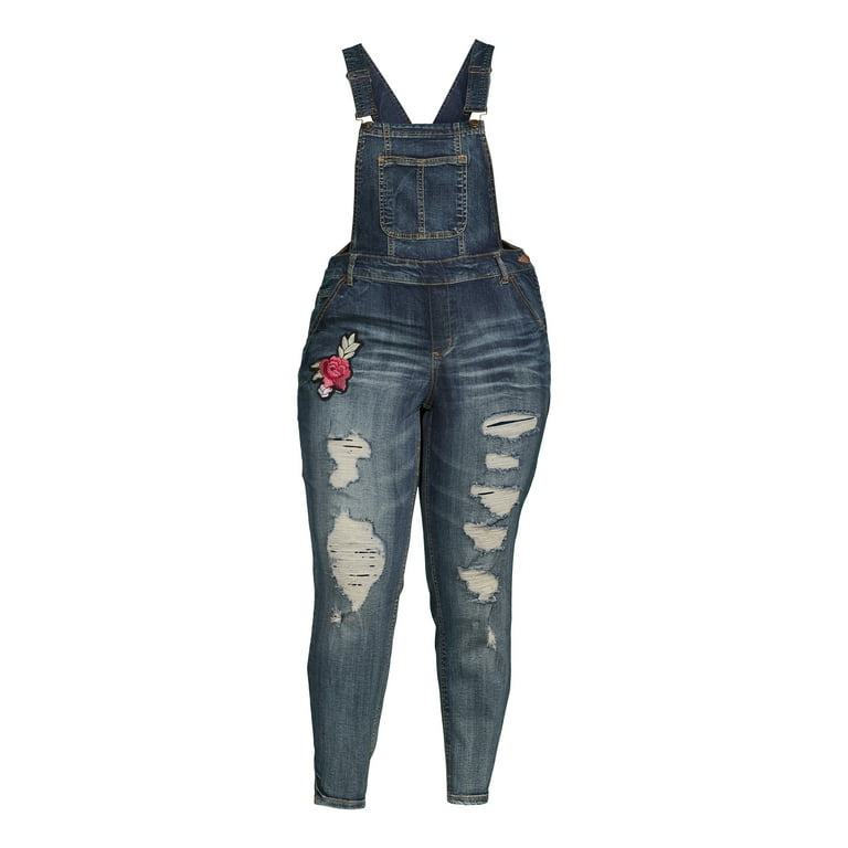Skinny jean overalls plus size deals