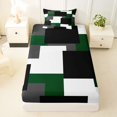 thumbnail image 4 of Castle Fairy Geometric Offset Rectangle Block Twin Sheets 3pcs,Minimalist Mosaic Bedding,Forest Gray Black,1 Flat Sheet, 1 Fitted Sheet and 1 Pillowcase, 4 of 7