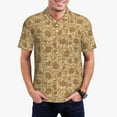 thumbnail image 4 of Vsdgher Brown Flowers Print Men's Short Sleeve Stretch Polo Shirt, Moisture-Wicking Performance Polo Shirt, 4 of 8