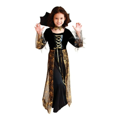 Spooktacular Girls' Pretty Spider Dress-Up Costume Set with Collar,