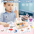 thumbnail image 2 of English Letter Matching Game Wooden Alphabet Blocks Board Learning Toy Spelling Reading Educational Activity For Kids 3 Years Plus, 2 of 9