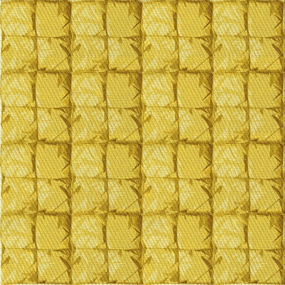 Ahgly Company Machine Washable Indoor Square Transitional Golden Yellow Area Rugs, 4' Square