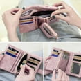 thumbnail image 3 of Womens Rfid Small Bifold Leather Wallets Ladies Wristlet with Card Slots Id Window Zipper Coin Purse Puprle, 3 of 6