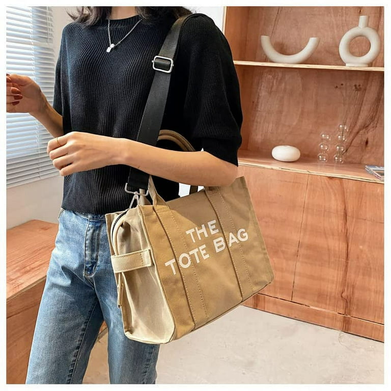The Tote Bags for Women The Tote Bag Dupe Canvas Trendy Handbag Tote Purse with Zipper Canvas Crossbody Bag