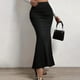 thumbnail image 2 of Falda de verano de cintura alta, elástica y plisada con corte en forma de cola de pez para mujer - Mezcla de poliéster y spandex, cuello en V y mangas con forma de pétalo - Tallas S-XXL para fiesta, 2 of 4