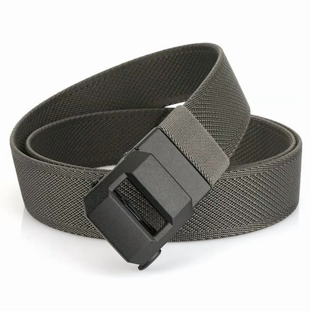 Cinturón de nailon con trinquete para hombre | Cincha resistente de 1000 D de 3,8 cm de ancho | Hebilla deslizante automática de liberación rápida | Cintura ajustable hasta 122 cm | Diseño sin ag