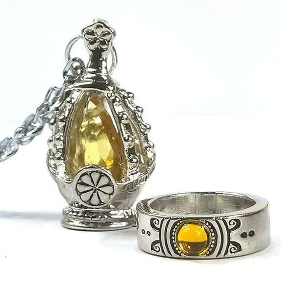 iirukaa Tomoe Mami yellow Core Set includes necklace and ring for Puella ，Magi ，Madoka， Magica in Halloween Cosplay Jewelry - Christmas