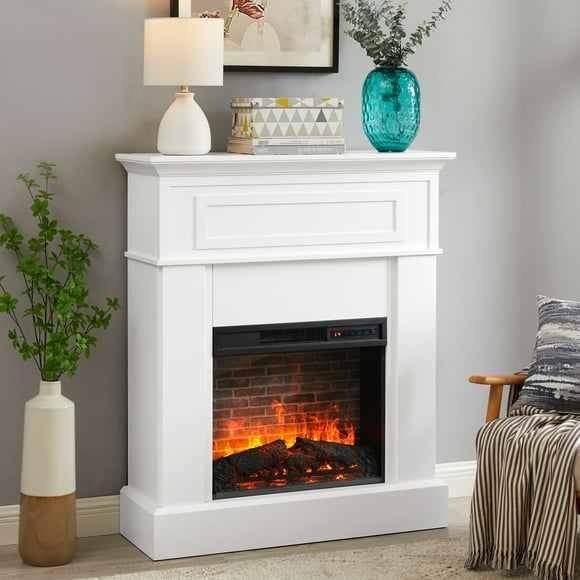 Old Captain brand 40in Mantel Fireplace, White Finish