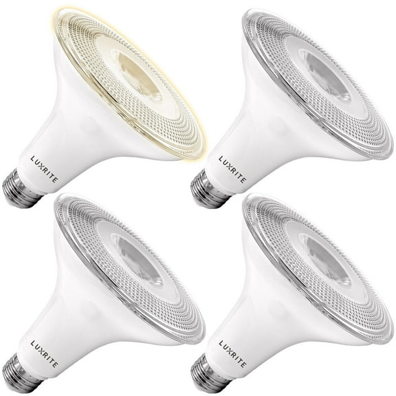Luxrite Dusk to Dawn PAR38 LED Bulb 3000K Soft White 1250 Lumens Wet Rated Security Spotlight UL Listed E26 4-Pack