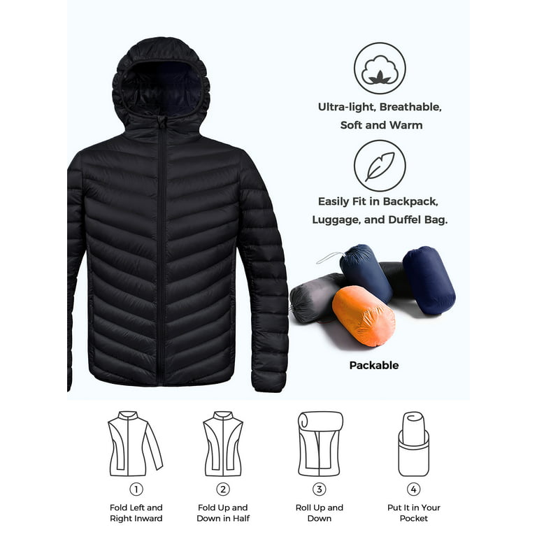 ZSHOW Men's Puffer Jacket Hooded Lightweight Puffer Coat Windproof