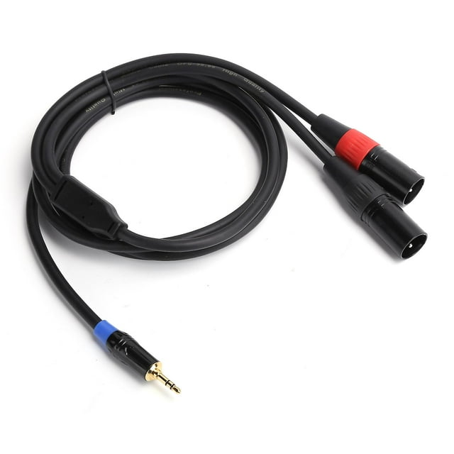 3.5mm Male to 2 XLR Male o Cable, Power Supply for Mixer Power Amplifier, 5m