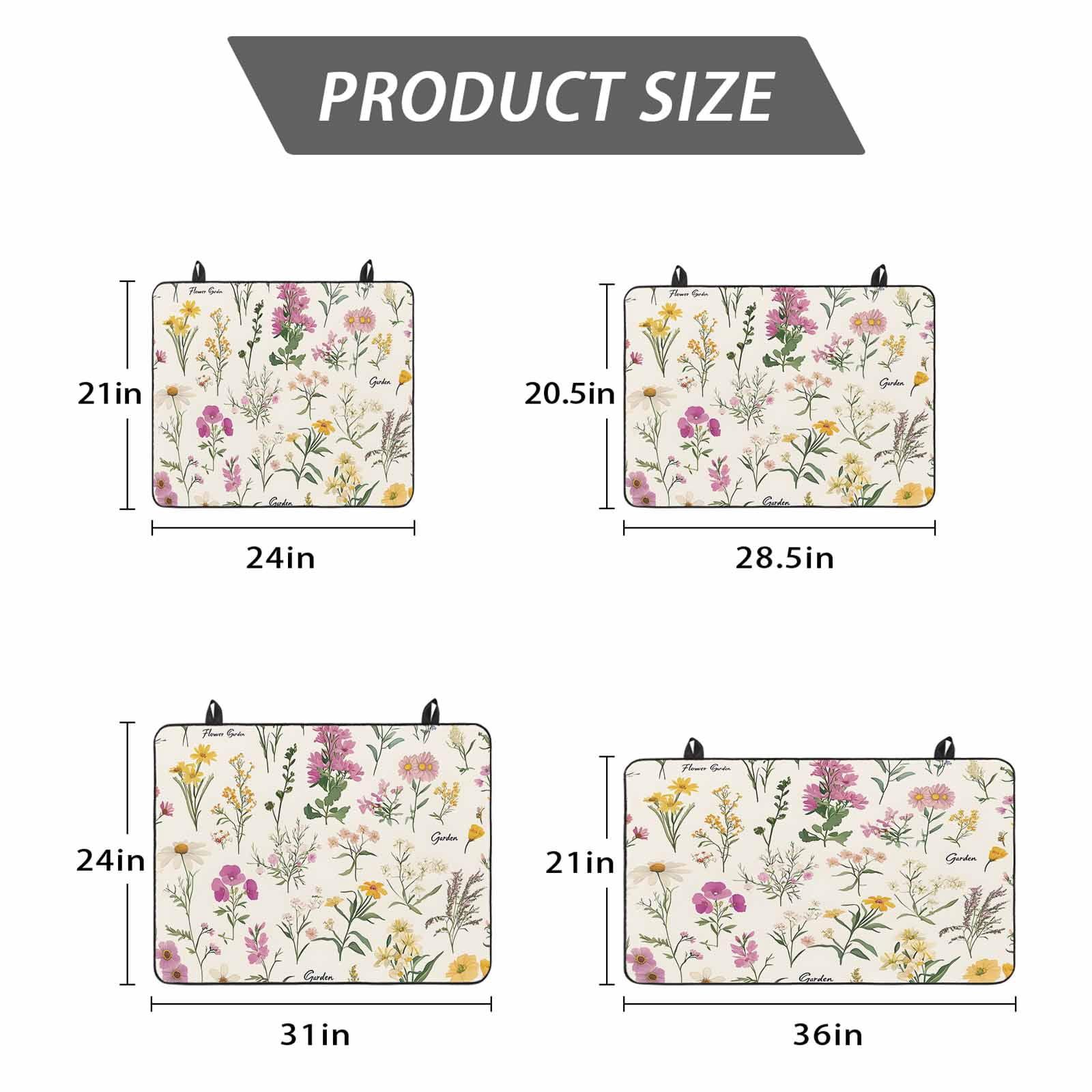 Wildflowers Stove Top Cover for Electric Stove, Heat-proof & Non Slip Glass Top Stove Cover Protector, Blossoming Botanical Prints Garden Floral Kitchen Flat Cooktop Rubber Mat 24x21 Inches