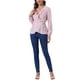 thumbnail image 2 of INSPIRAR CHIC Blusa de Raso con Volantes para Mujeres, Floral, con Cinta para Atar, Top Peplum, M Rosa Rojo, 2 of 6