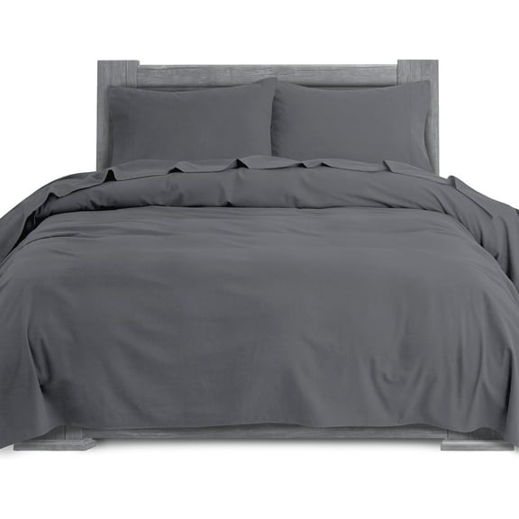 100% Cotton Flannel Sheets Set - Flannel Sheets Full, 4-Piece Flannel Bed Sheets - Lightweight Bedding, Brushed for Extra Softness,Warm, Breathable, 16" Deep Pocket Queen, Gray