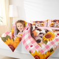 thumbnail image 3 of jejeloiu Pink Checkered Highland Cow Twin Comforter Sets Kids,Girly Farm Print Bedding Set,Reversible,2pcs, 3 of 7