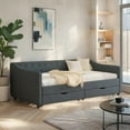 thumbnail image 6 of EBQOSK Daybed with Drawers Upholstered Tufted Sofa Bed, with Button on Back and Piping on Waved Shape Arms Dark Gray Twin, 6 of 7