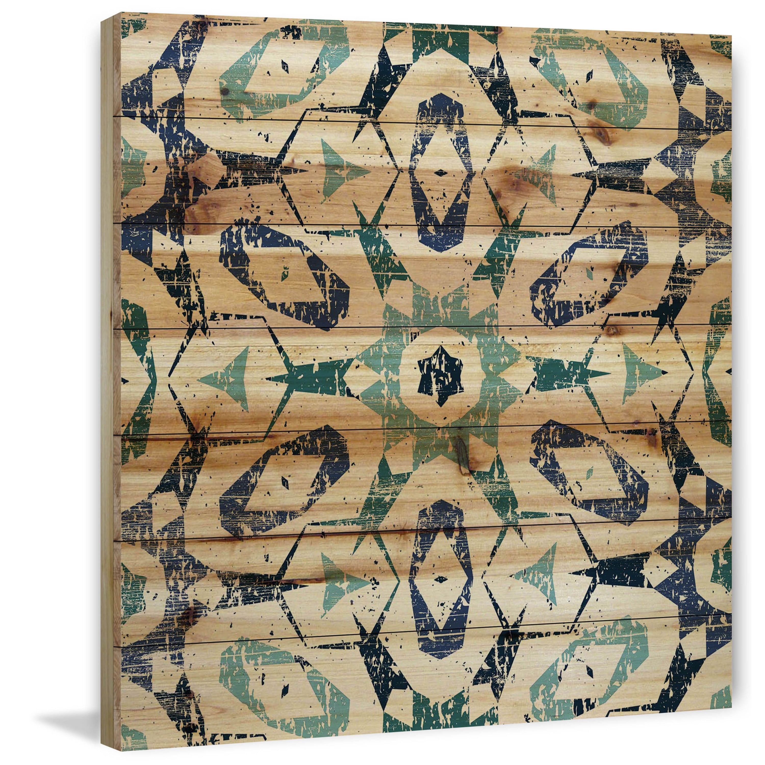 Marmont Hill - "Star Green" Painting Print on Natural Pine Wood